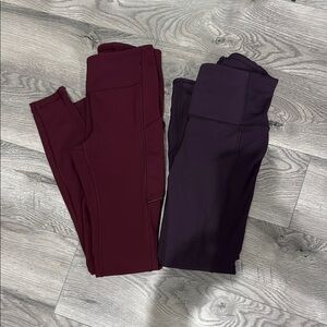 2 Lululemon Pants - On Your Mark & Speed Up Tights Leggings SZ 4 Purple Burgundy